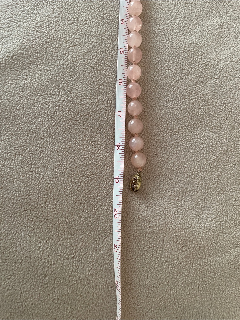 Rose Quartz Beaded Necklace - Pink Gemstone Strand - Picture 2 of 3
